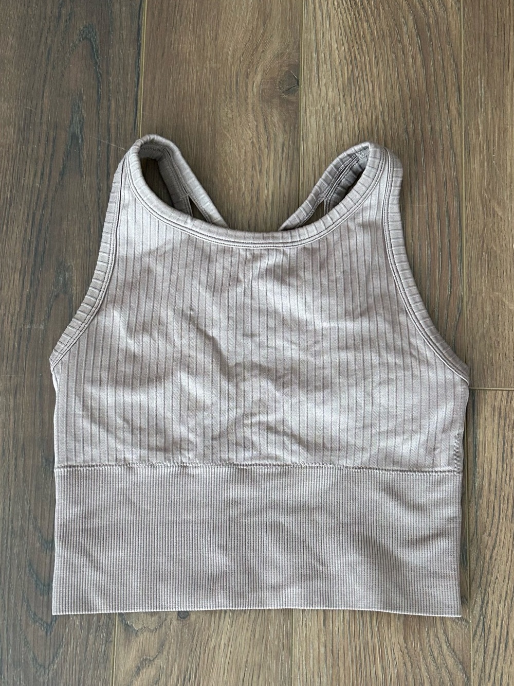 Free People Ribbed Crop Sports Bra - Taupe